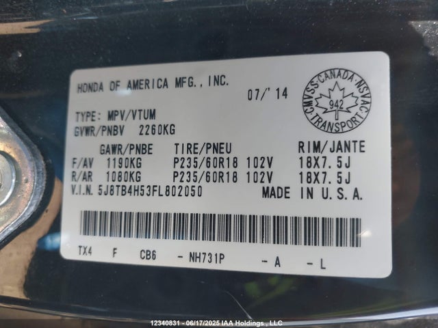 5J8TB4H53FL802050 Acura j35z2