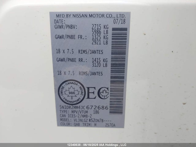 5N1DR2MM4JC672686 Nissan 2018