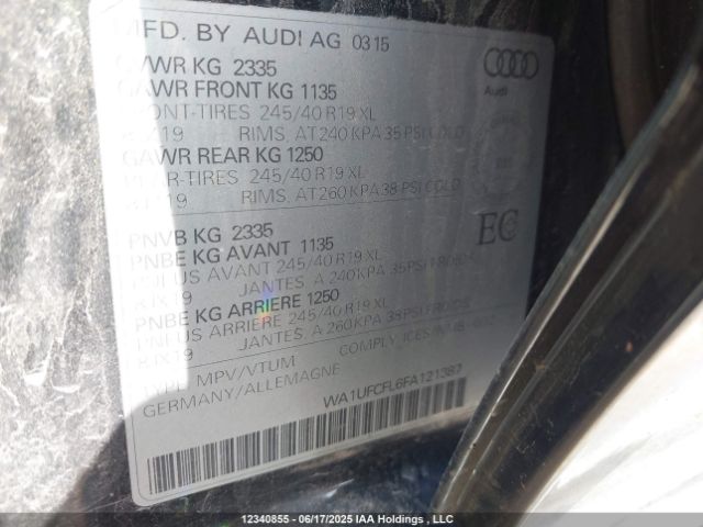 WA1UFCFL6FA121387 Audi flex fuel capable engine