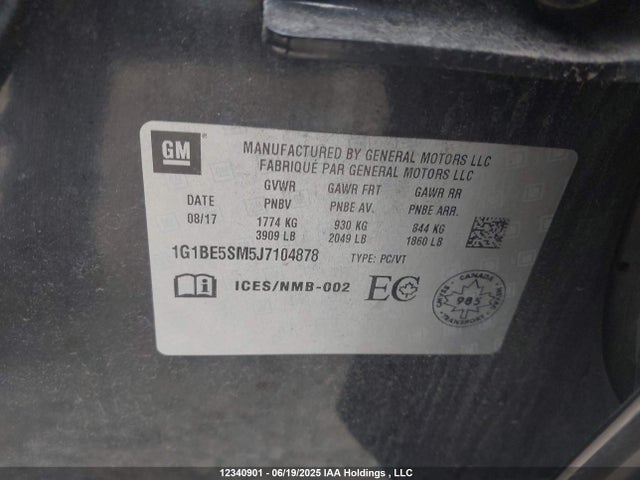 1G1BE5SM5J7104878 Chevrolet le2 -di: direct injection, vvt: variable valve timing, gen, alum