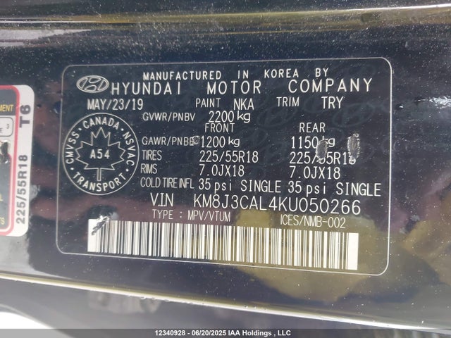 KM8J3CAL4KU050266 Hyundai gdi theta ii