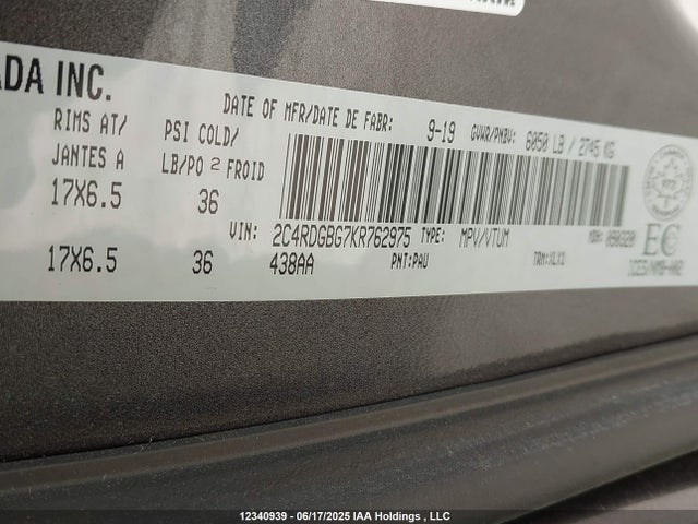 2C4RDGBG7KR762975 Dodge Grand Caravan