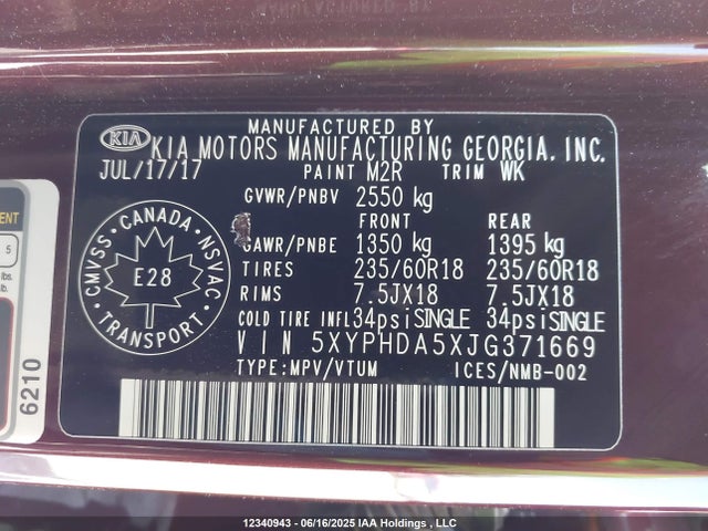 5XYPHDA5XJG371669 KIA gdi lambda-ii