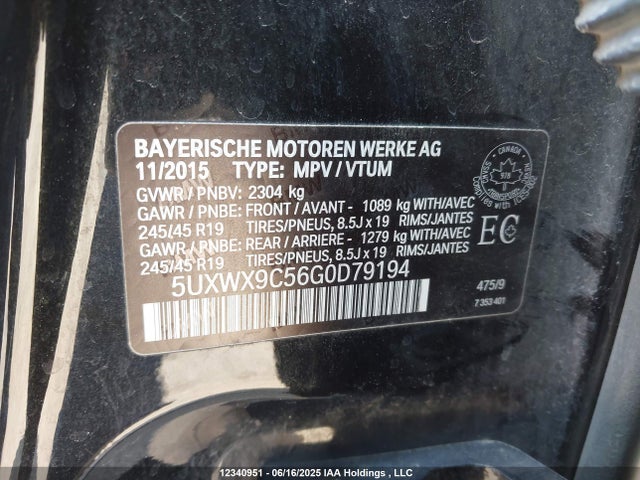 5UXWX9C56G0D79194 BMW 2016
