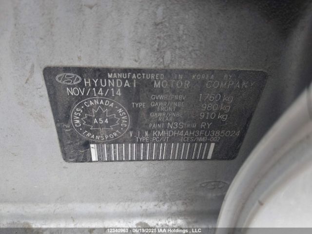 KMHDH4AH3FU385024 Hyundai dohc gdi nu