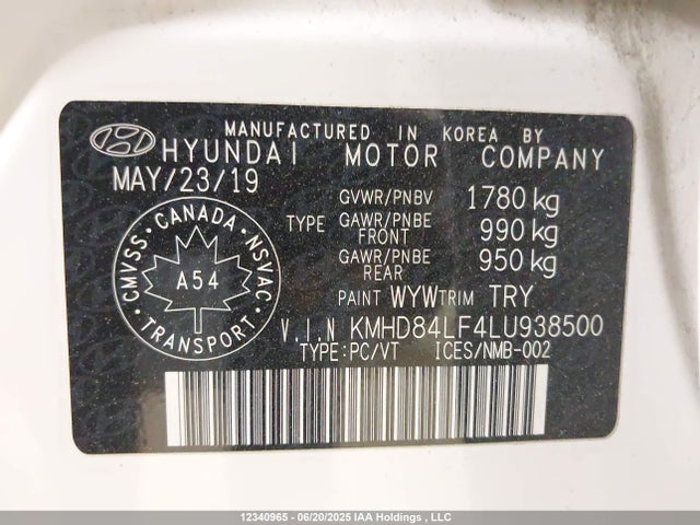KMHD84LF4LU938500 Hyundai mpi nu