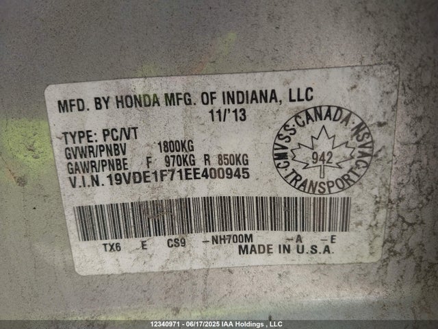 Acura r20a5 2014 19VDE1F71EE400945 Image 9
