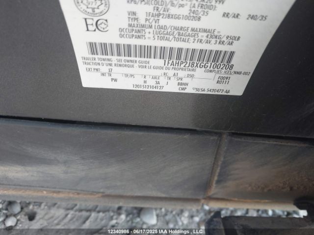 1FAHP2J8XGG100208 Ford 2016