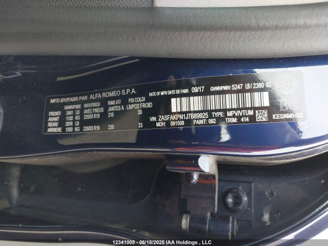 Alfa Romeo 2018 2018 ZASFAKPN1J7B89925 Image 19