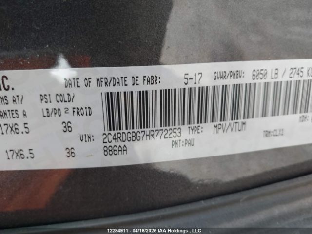 2C4RDGBG7HR772253 Dodge Grand Caravan Cvp/sxt