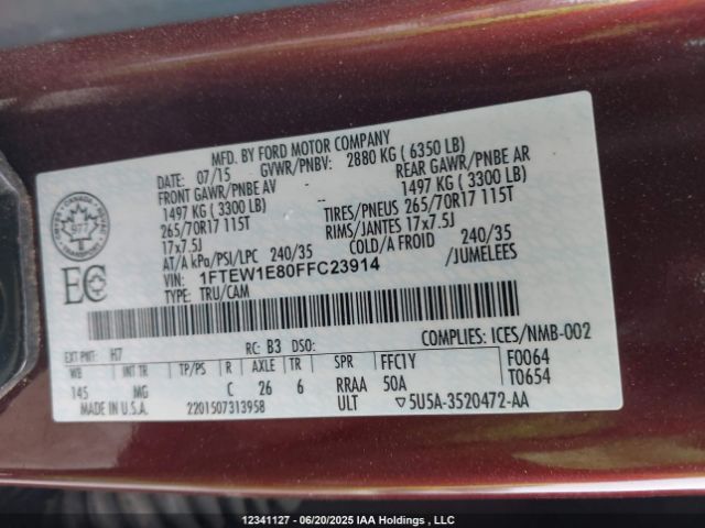 1FTEW1E80FFC23914 Ford 2015