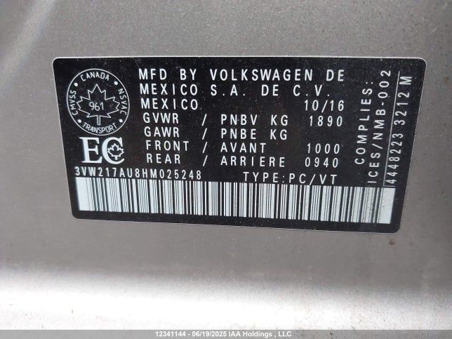 3VW217AU8HM025248 Volkswagen 1.8 tsi