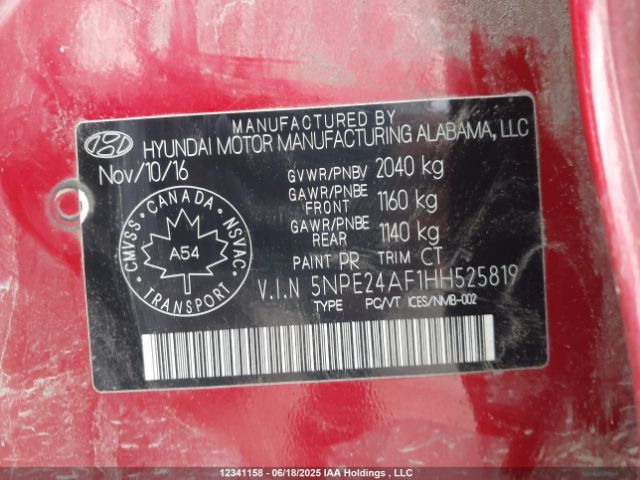 5NPE24AF1HH525819 Hyundai Sonata