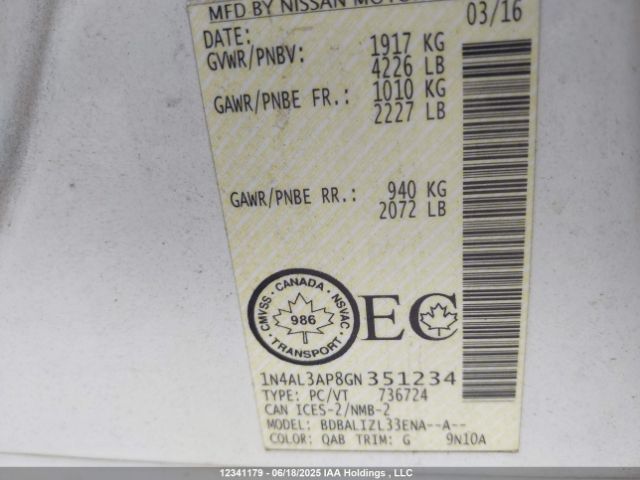 1N4AL3AP8GN351234 Nissan Altima
