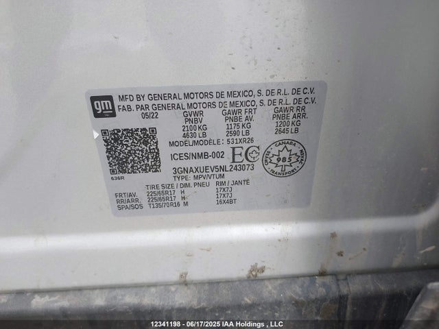 3GNAXUEV5NL243073 Chevrolet lyx