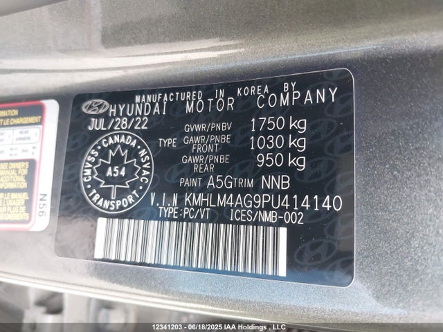 KMHLM4AG9PU414140 Hyundai mpi nu pe