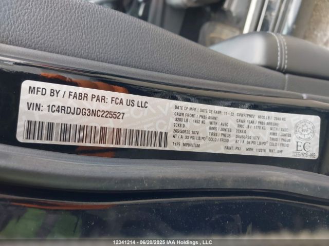 1C4RDJDG3NC225527 Dodge Durango