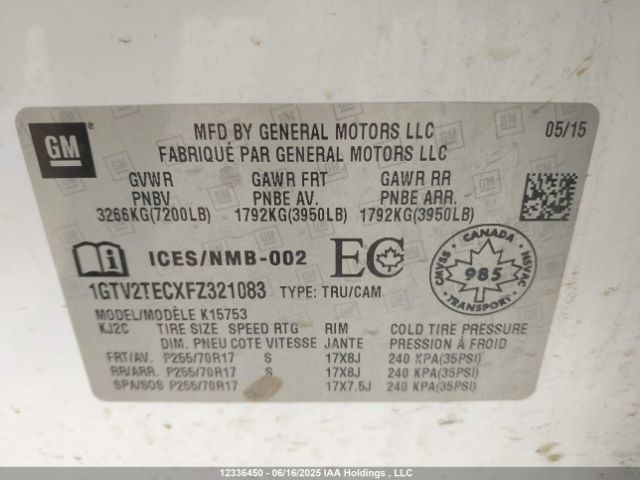 1GTV2TECXFZ321083 GMC SIERRA 1500