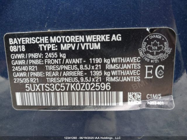 5UXTS3C57K0Z02596 BMW X3