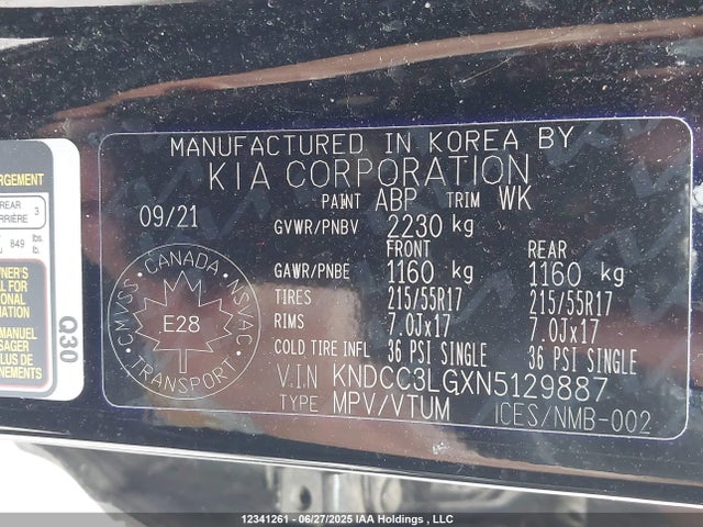 KNDCC3LGXN5129887 KIA Niro