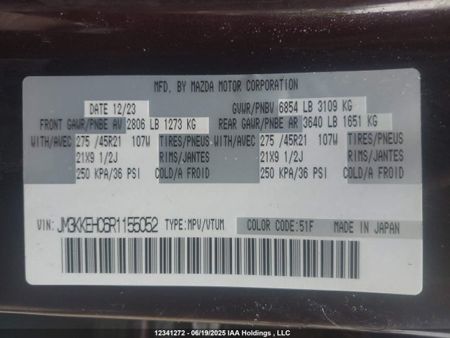 JM3KKEHC6R1155052 Mazda h3