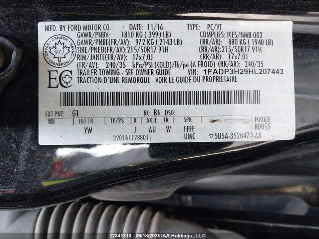 1FADP3H29HL207443 Ford 2.0l gdi