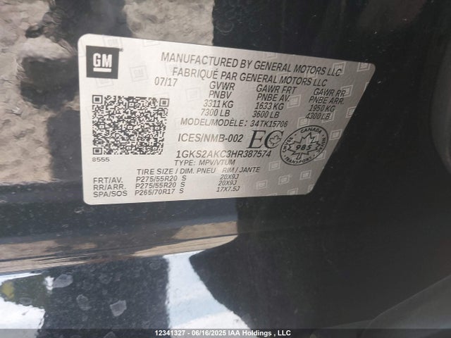 1GKS2AKC3HR387574 GMC l83 -sidi: spark ignited direct injection, vvt: variable valve timing, afm, e85 max, alum
