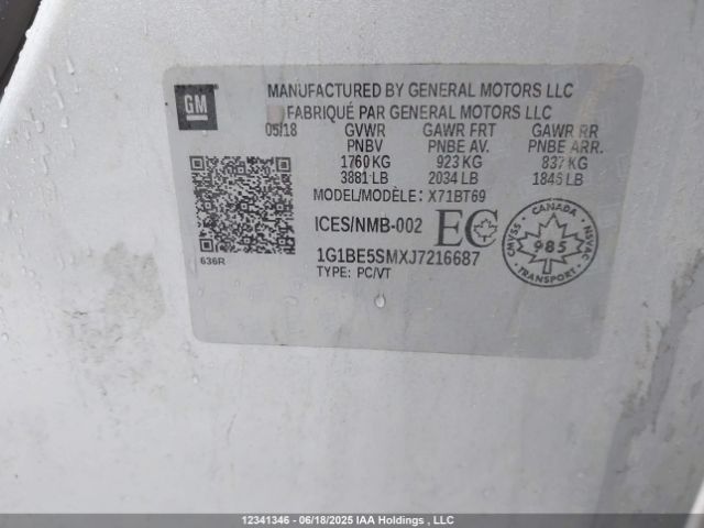 1G1BE5SMXJ7216687 Chevrolet le2 -di: direct injection, vvt: variable valve timing, gen, alum