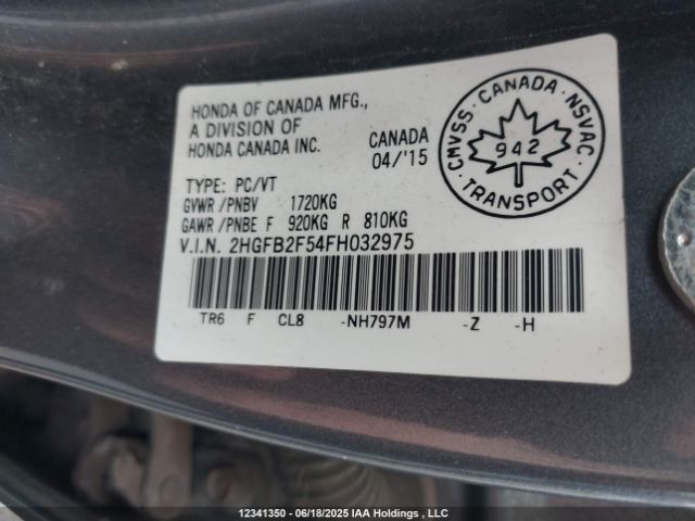 2HGFB2F54FH032975 Honda r18z1