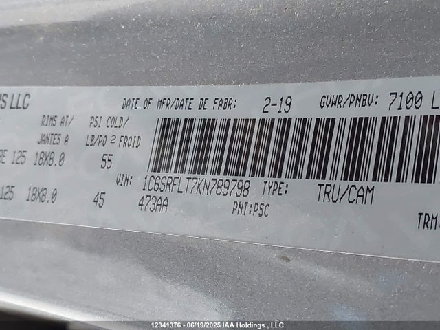 1C6SRFLT7KN789798 Dodge 1500