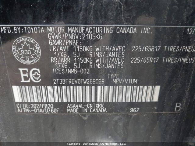 2T3BFREV0FW269068 Toyota 2ar-fe