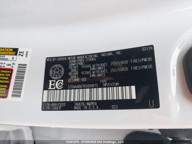 5TDAAAB67RS009815 Lexus t24a-fts