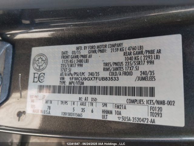 1FMCU9GX7FUB83533 Ford Escape