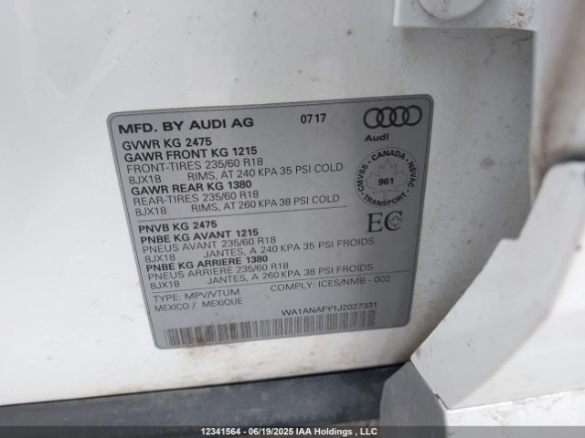 WA1ANAFY1J2027331 Audi Q5
