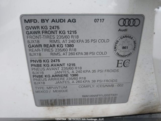 WA1ANAFY1J2027331 Audi Q5