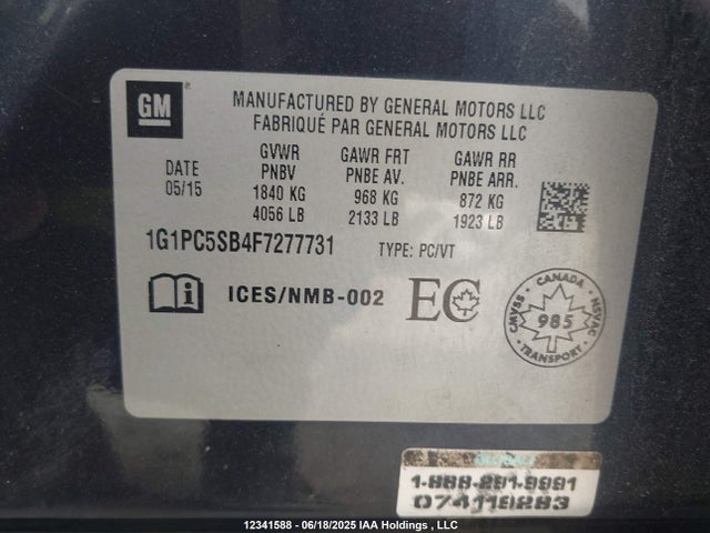 Chevrolet LUV 2015 1G1PC5SB4F7277731 Image 8