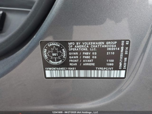 1VWCN7A34EC115431 Volkswagen Passat