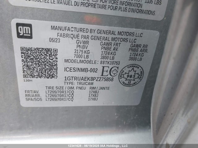 1GTRUAEK8PZ275858 GMC l3b