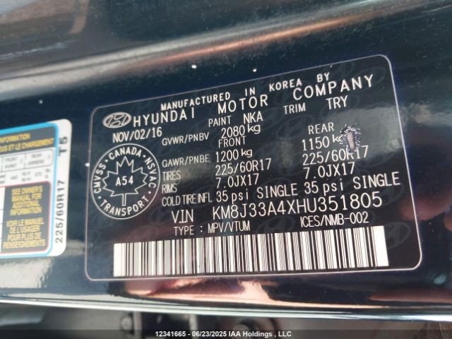 KM8J33A4XHU351805 Hyundai gdi nu