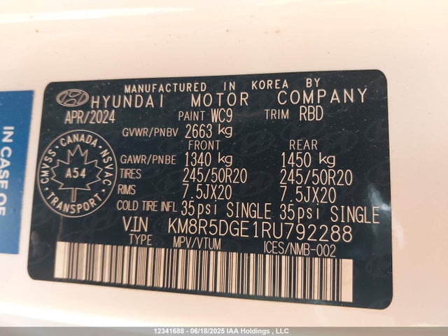 KM8R5DGE1RU792288 Hyundai gdi lambda ii