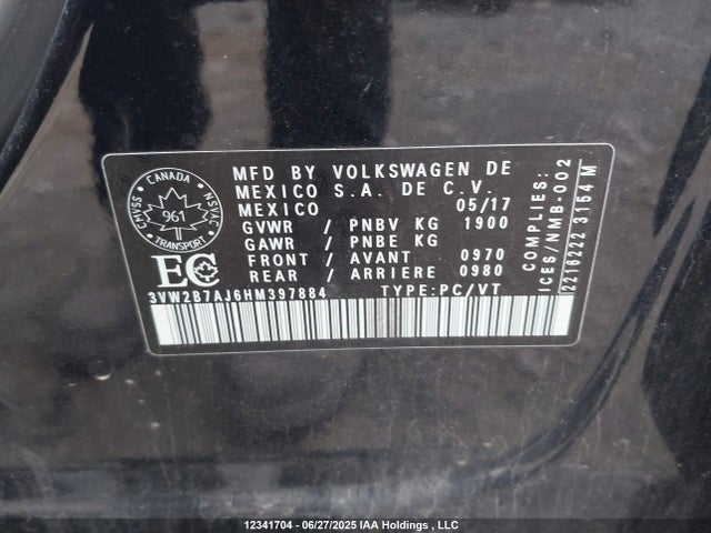 3VW2B7AJ6HM397884 Volkswagen 1.4 tsi