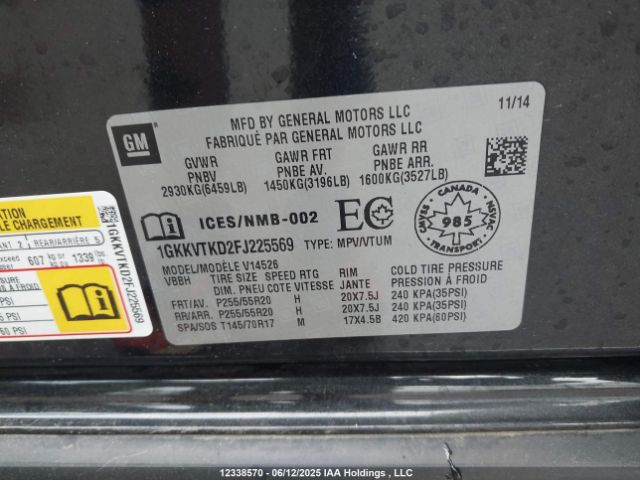 1GKKVTKD2FJ225569 GMC Acadia Denali