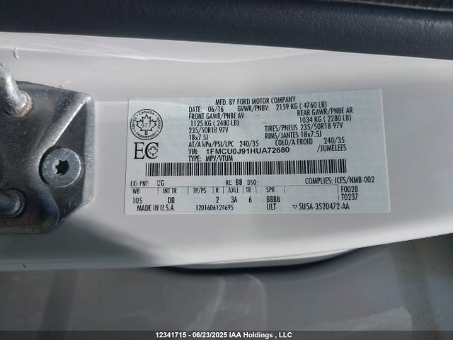 1FMCU0J91HUA72680 Ford 2017