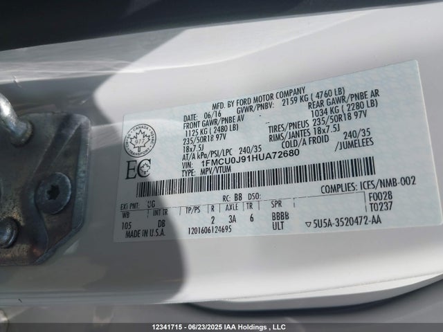 1FMCU0J91HUA72680 Ford 2017