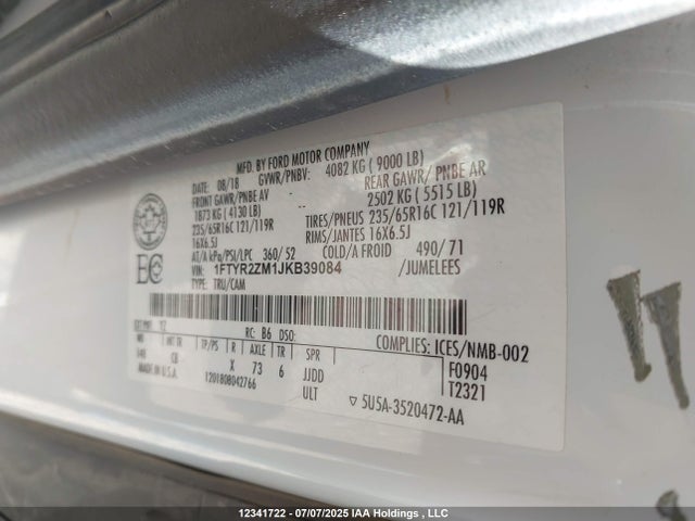 1FTYR2ZM1JKB39084 Ford 2018