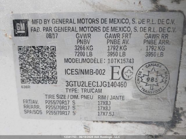 3GTU2LEC1JG140460 GMC l83 -spark ignited direct injection, variable valve timing, afm, e85 max, alum