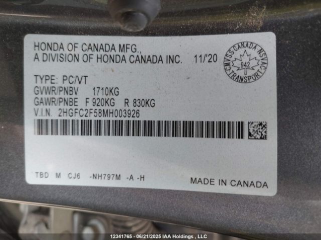 2HGFC2F58MH003926 Honda k20c2