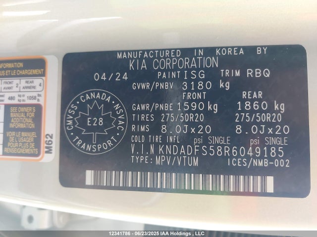 KNDADFS58R6049185 KIA 2024