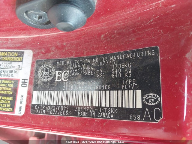 Toyota 2zr-fe 2015 2T1BURHE6FC480108 Image 16