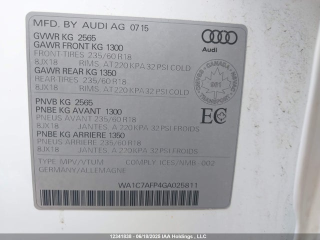 WA1C7AFP4GA025811 Audi Q5